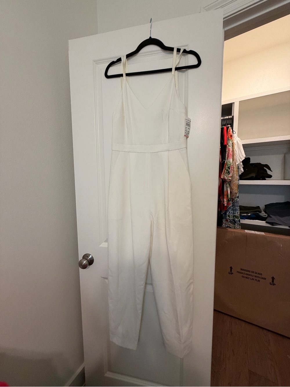 French Connection White Sleeveless V-Neck Jumpsuit